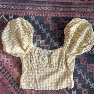 Petal & Pup Yellow Gingham Puff-Sleeve Crop Top - Women